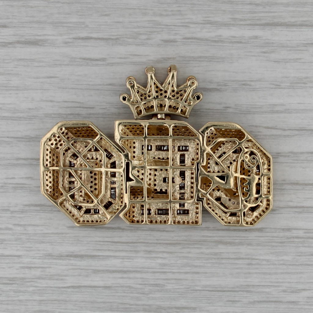 4.08ctw Diamond Crowned CEO Pendant 10k Yellow Gold Box Statement