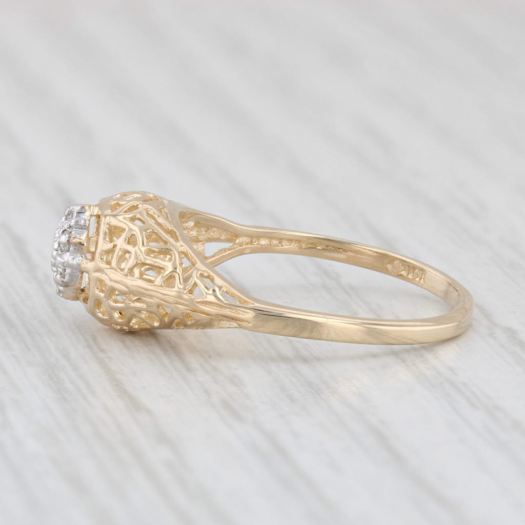 Light Gray Diamond Cluster Engagement Ring 10k Yellow Gold Size 6.5