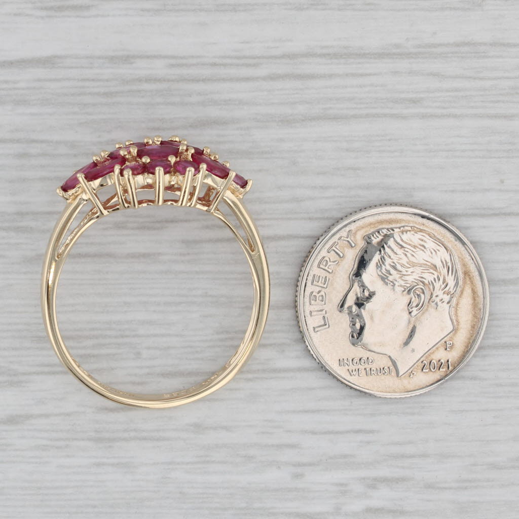 Gray 1.87ctw Red Ruby Cluster Ring 14k Yellow Gold Size 8.5