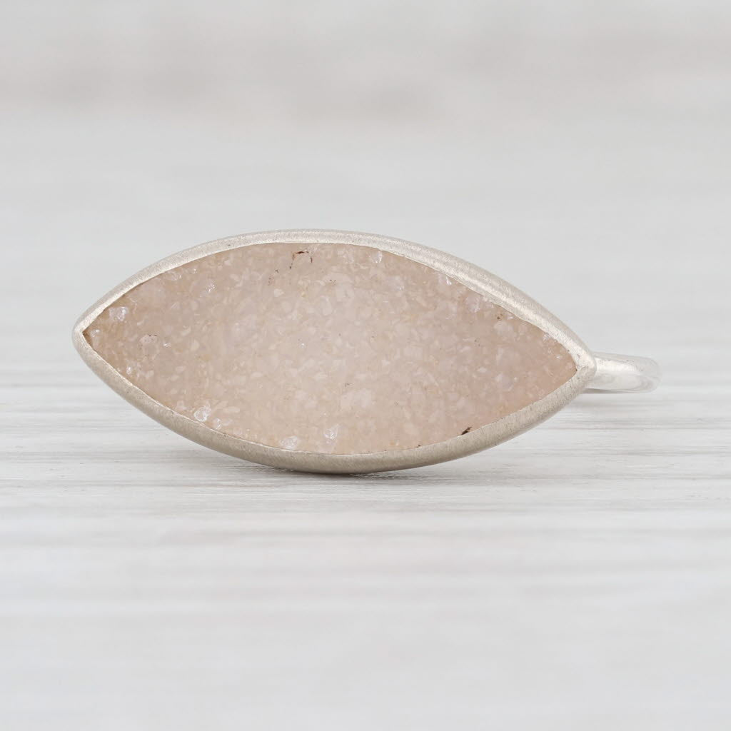 New Nina Nguyen Druzy White Quartz Sterling Silver Statement Ring Statement Sz 7