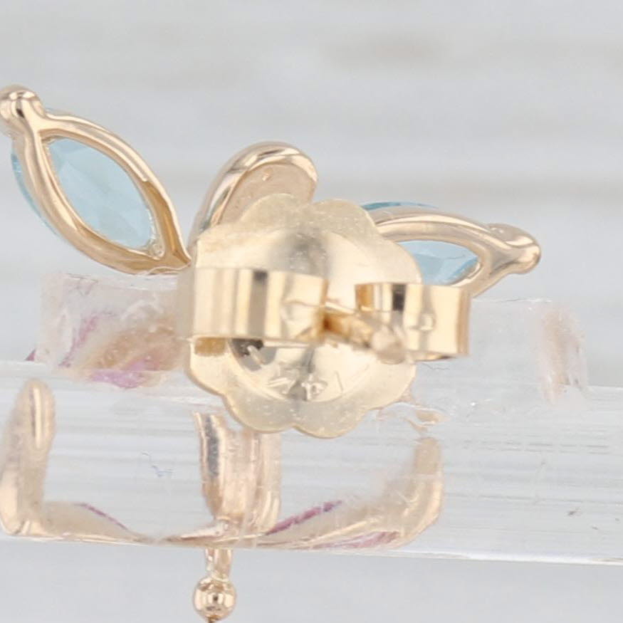Light Gray 1.54ctw Topaz Garnet Citrine Butterfly Earrings 14k Yellow Gold Drops