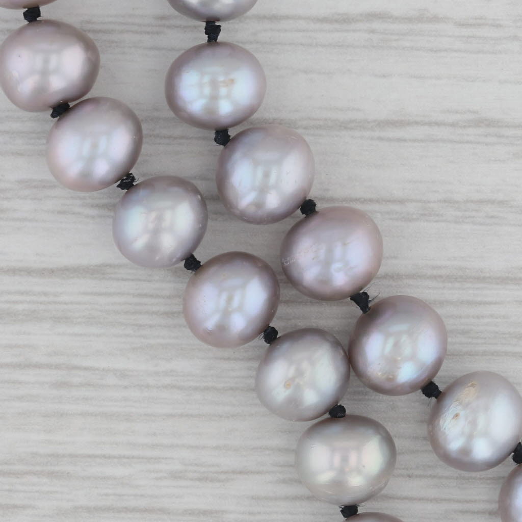 Gray Graduated Gray Cultured Pearl Bead Strand Necklace 14k Yellow Gold 19"