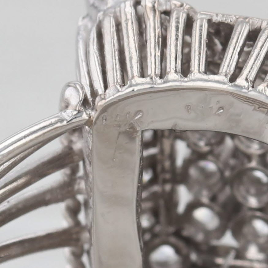 Dark Gray 0.76ctw Diamond Cluster Ring 14k White Gold Size 7.5 Cocktail