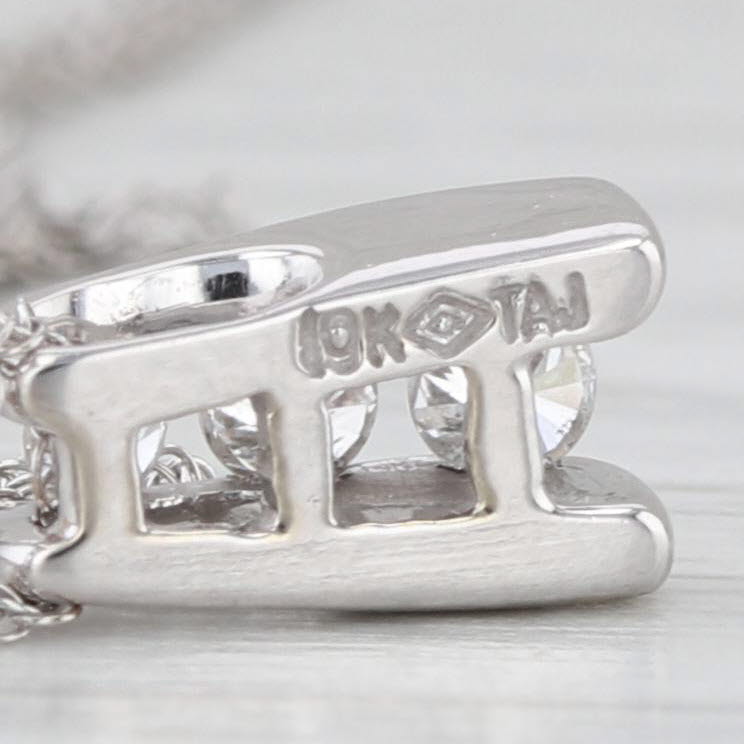 0.11ctw Diamond 3-Stone Journey Pendant Necklace 10k White Gold 18.5" Rope Chain