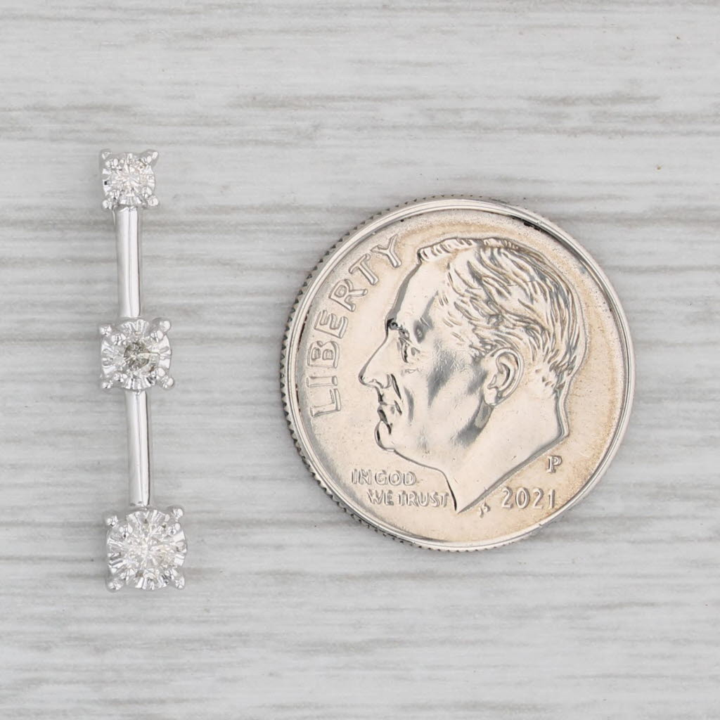 Gray 0.14ctw Diamond Journey Pendant 10k White Gold Round 3-Stone