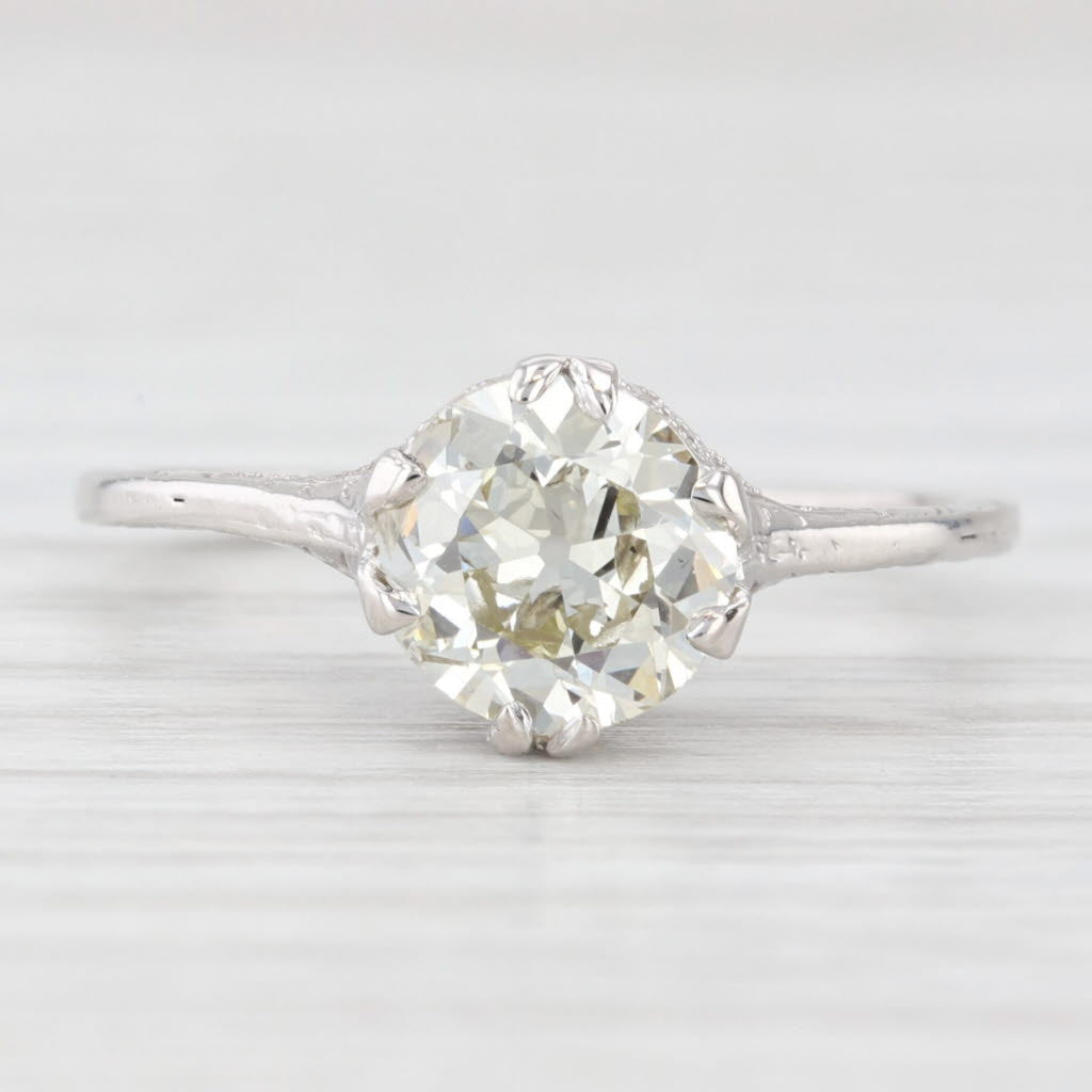 Light Gray 1.23ct Old European Diamond Solitaire Engagement Ring 14k Gold Filigree Sz 6.25
