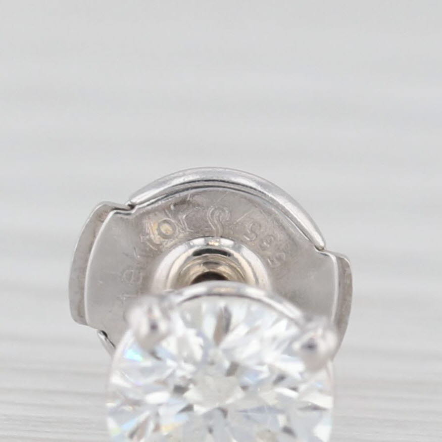 Light Gray Single 0.62ct Round Diamond Solitaire Stud Earring 14k White Gold