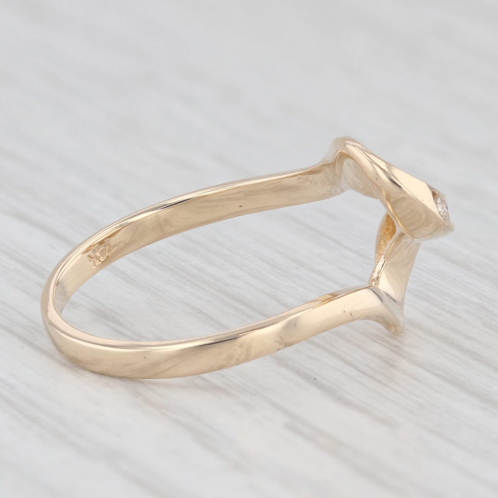 Light Gray Diamond Abstract Bypass Ring 14k Yellow Gold Size 6