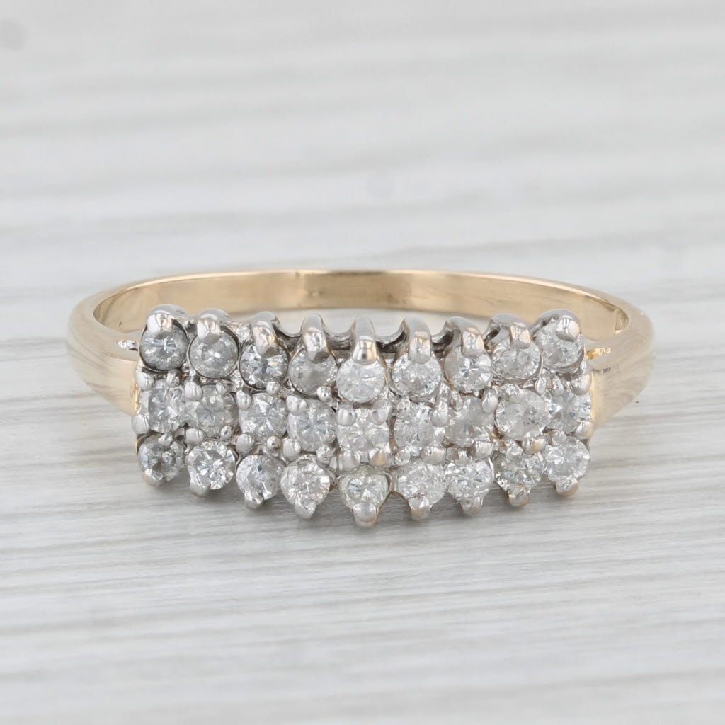 Light Gray 0.40ctw Diamond Tiered Pyramid Ring 14k Yellow White Gold Size 8