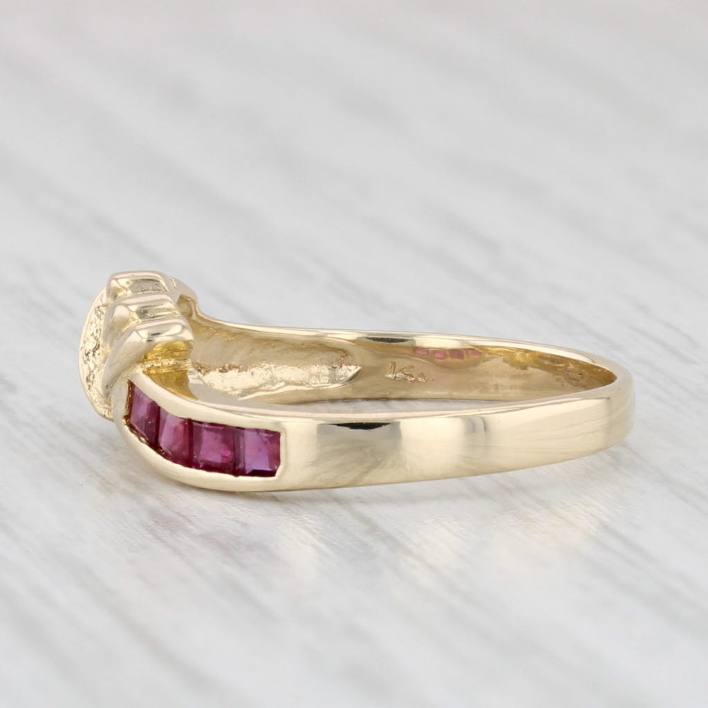 Light Gray 0.28ctw Ruby Diamond Contoured V Ring 14k Yellow Gold Size 4.75