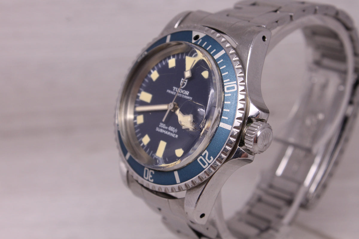 Vintage c1978 Tudor Submariner Blue Snowflake 94110 Mens Divers Watch Rolex 9315