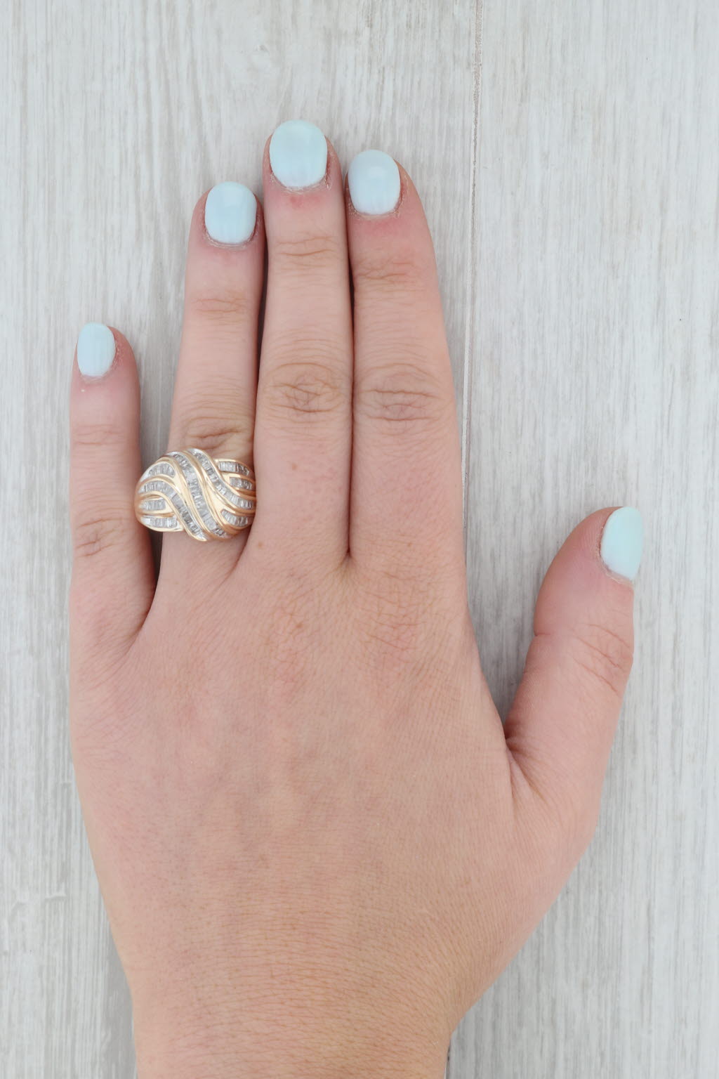 Gray 0.75ctw Diamond Knot Ring 10k Yellow Gold Size 9 Cocktail