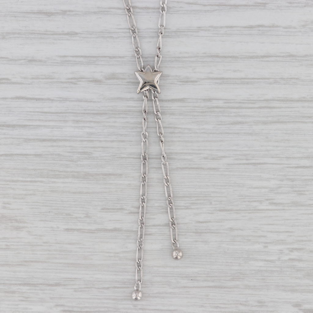 Gray 14K White Gold Figaro Bolo Style Star Lariat Necklace 17"