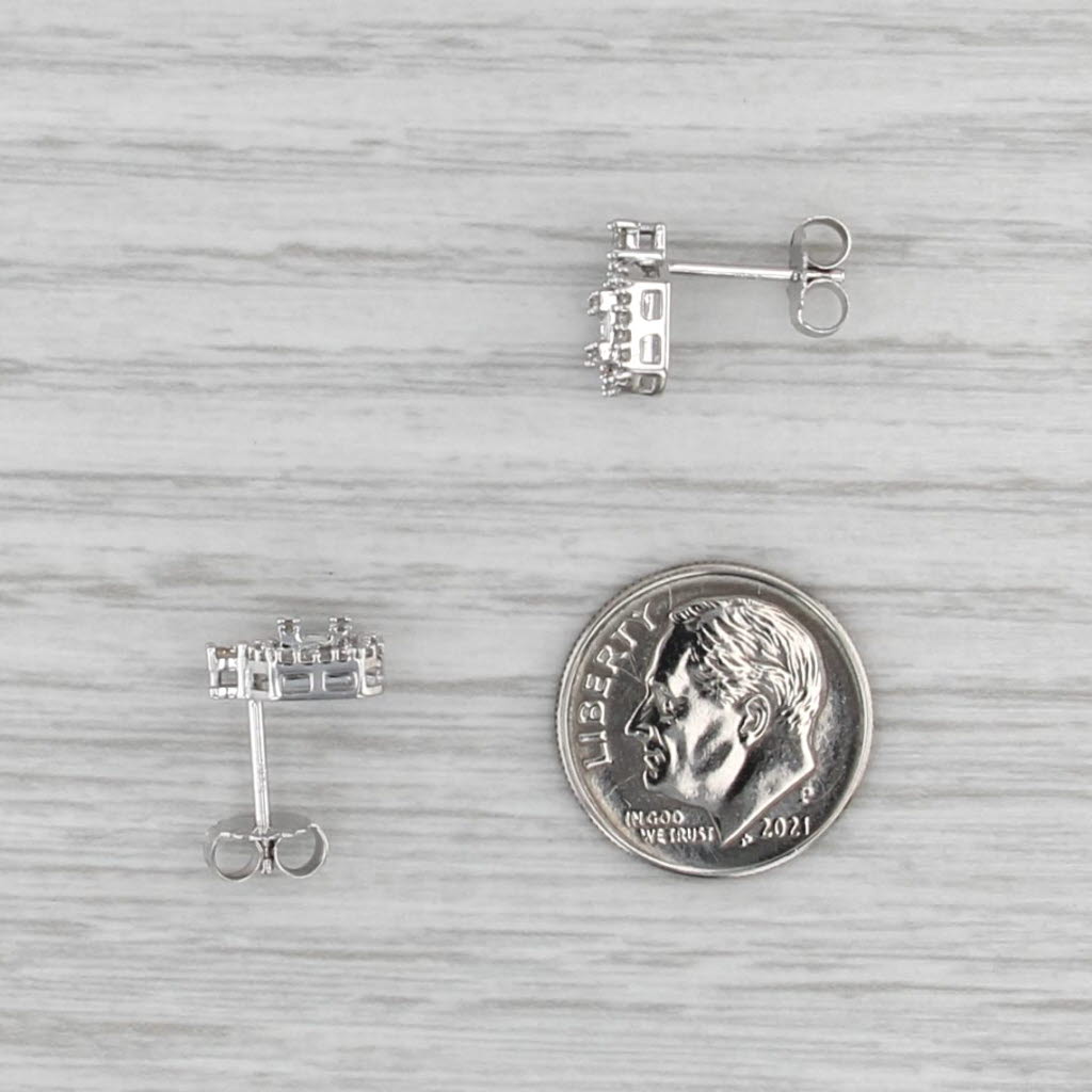 New Diamond Halo Stud Earrings 10k White Gold Studs