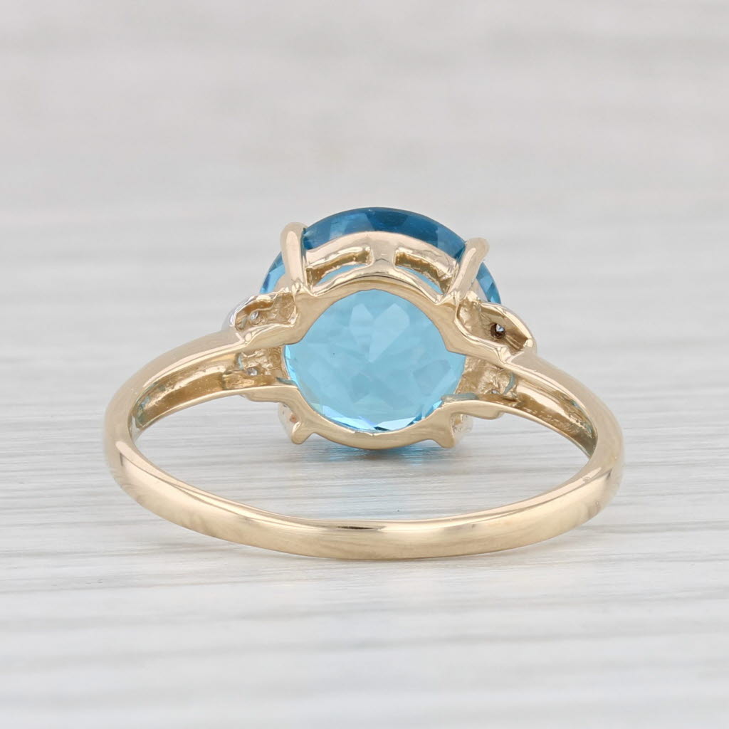 Light Gray 3.20ctw Round Blue Topaz Diamond Ring 14k Yellow Gold Size 8