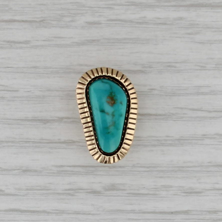 Ed Kee Navajo Bolo Slide Turquoise Pendant 14k Gold Vintage Native American