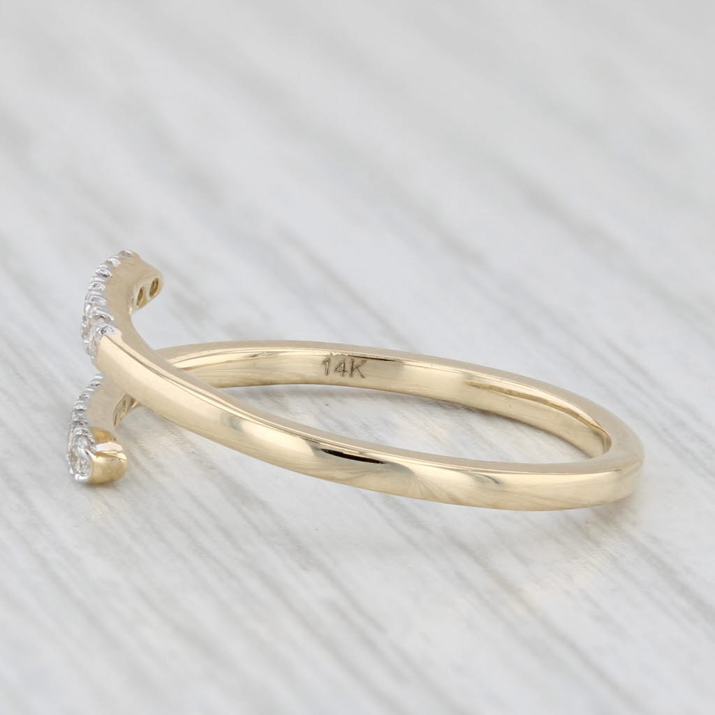 Light Gray 0.18ctw Diamond Bypass Ring 14k Yellow Gold Size 6 Adjustable