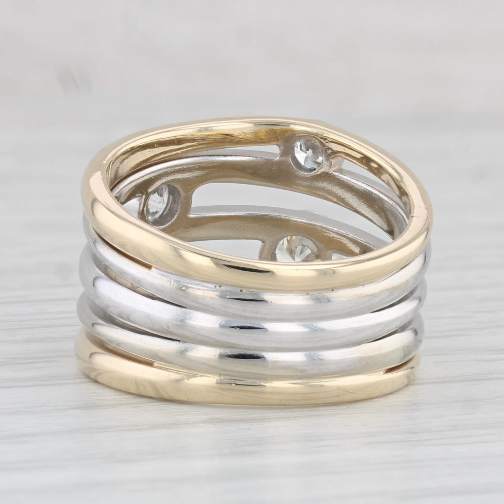Light Gray 1.03ctw Diamond Orbit Multi-Band Ring 14k Yellow White Gold Size 8.5 Custom