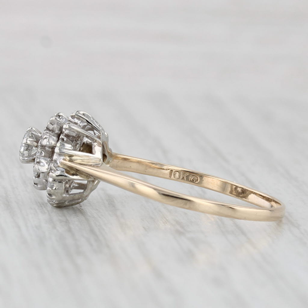 Light Gray 0.18ctw Diamond Cluster Ring 10k White Yellow Gold Engagement Size 9.25