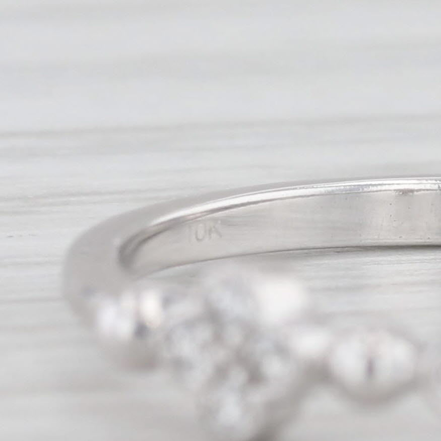 Light Gray New 0.15ctw Diamond Flower Clusters Ring 10k White Gold Size 7 Stackable