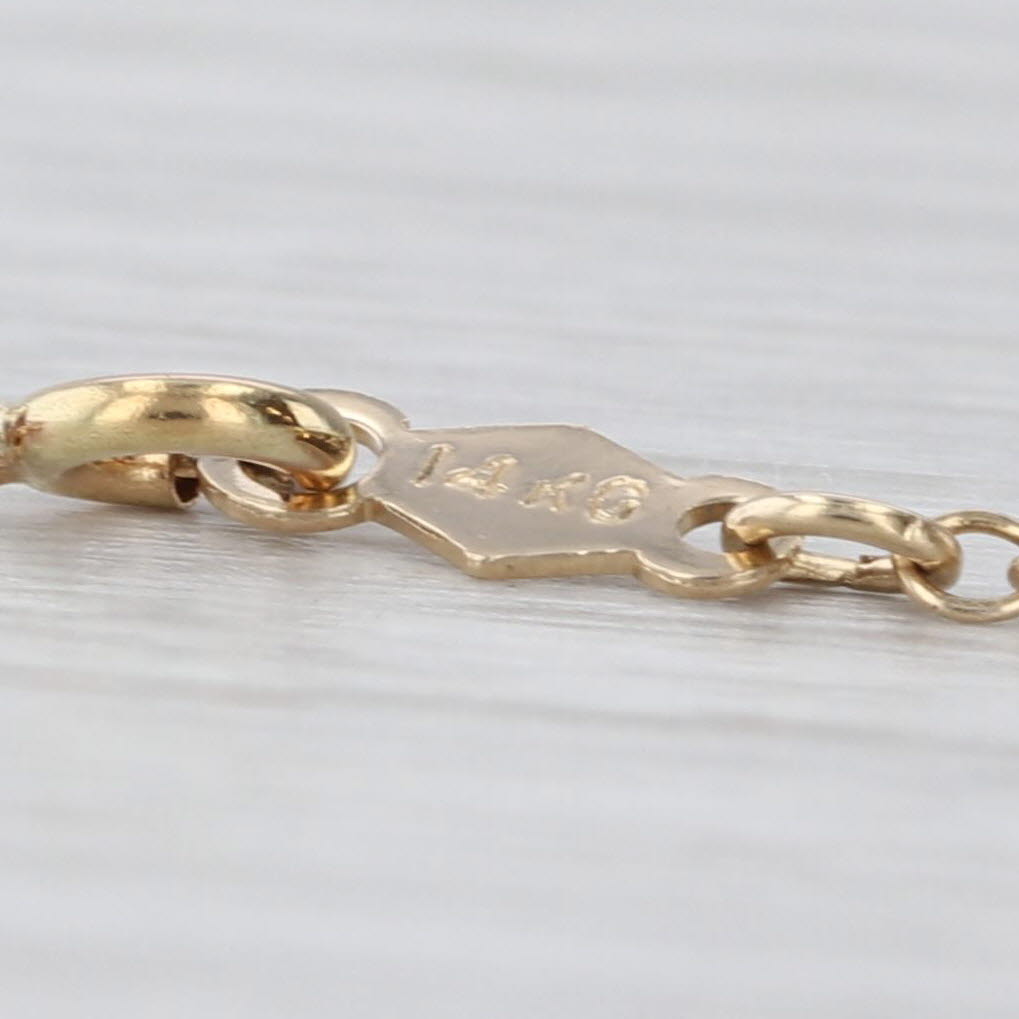Filigree Link Chain Seed Pearl Station Necklace 14k Yellow Gold 19"
