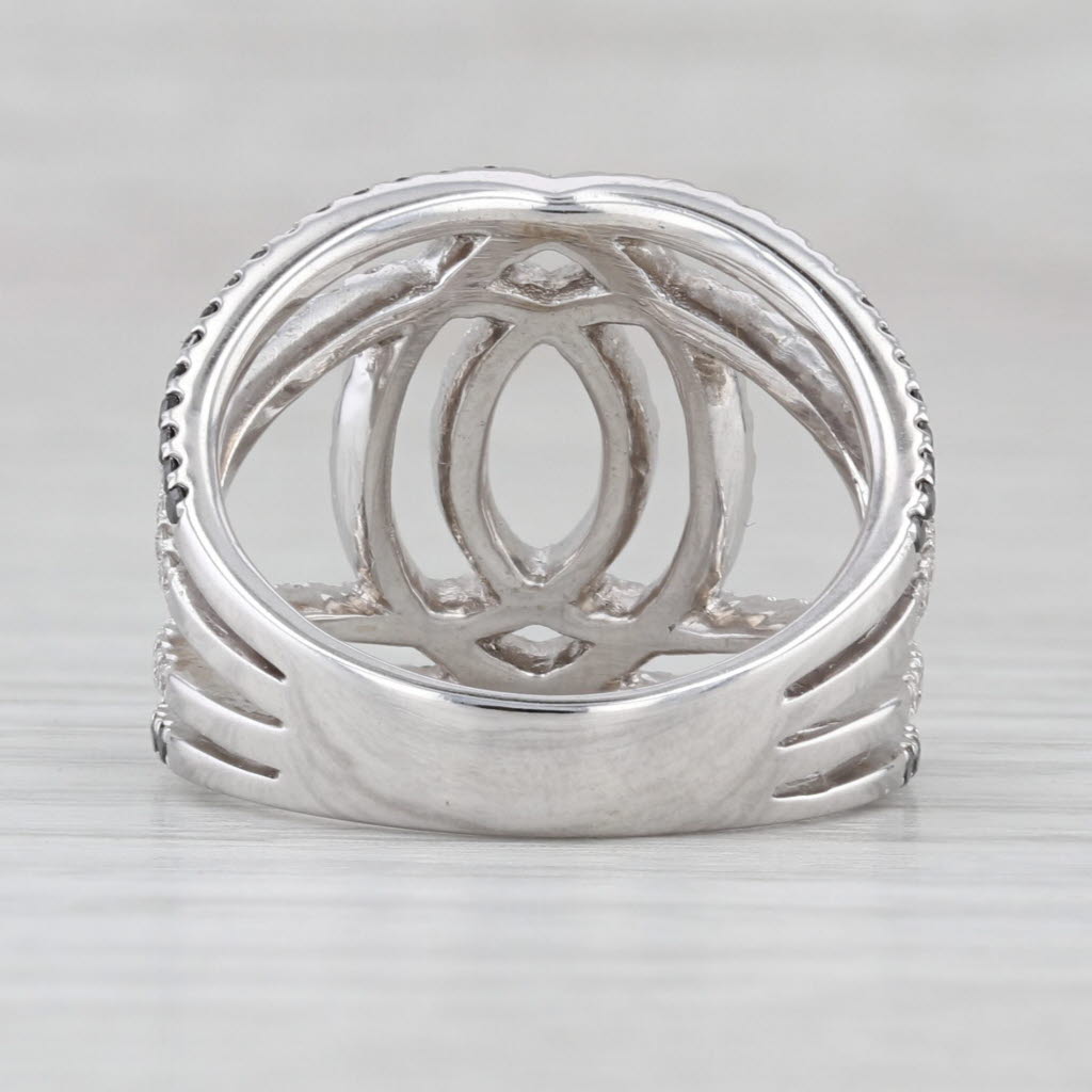 Light Gray 0.93ctw Black White Diamond Ring 18k White Gold Size 7.5 Cocktail