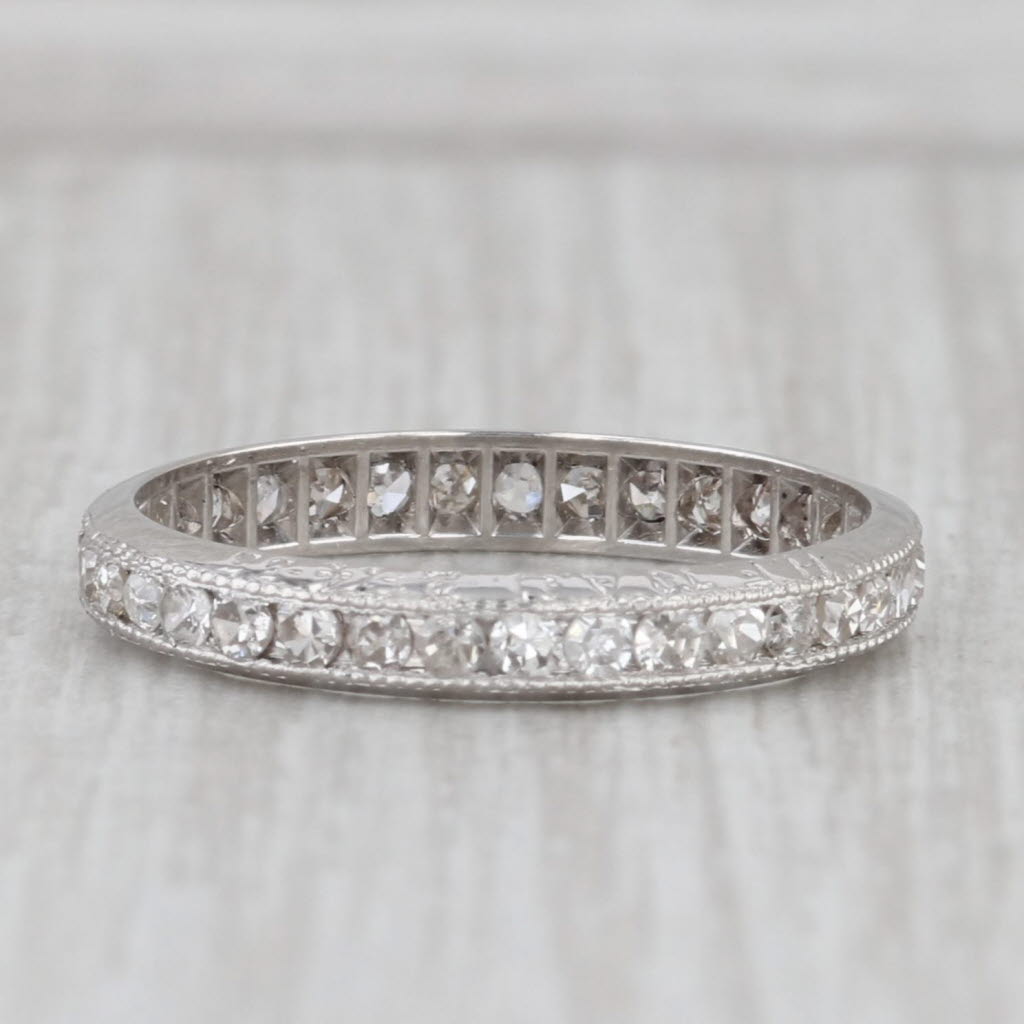 Antique 0.50ctw Diamond Eternity Band Platinum Anniversary Wedding Ring Size 6.5