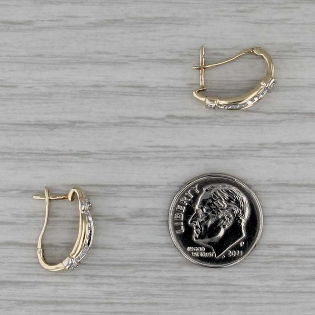 0.16ctw Diamond Drop Earrings 10k Yellow Gold Snap Top Backs