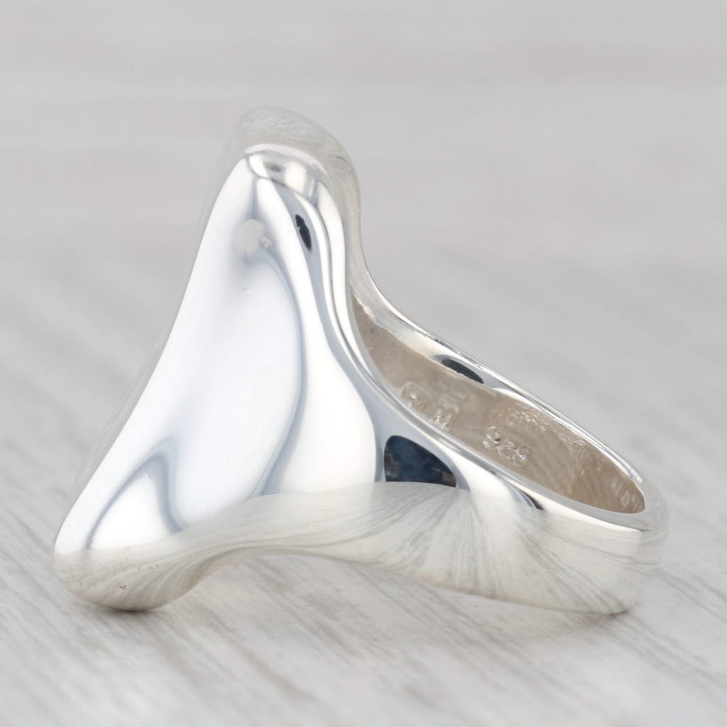 Light Gray Concave Contoured Statement Ring Sterling Silver Size 9