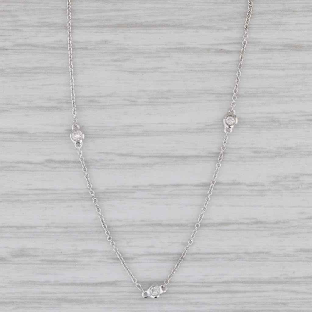 Gray 0.26ctw Diamond Station Necklace 14k White Gold 18"