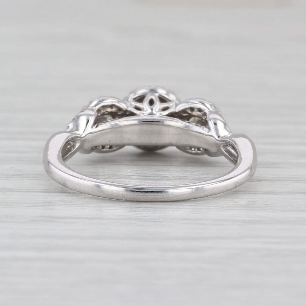 0.47ctw Diamond 3-Stone Halo Engagement Ring 10k White Gold Size 6.75