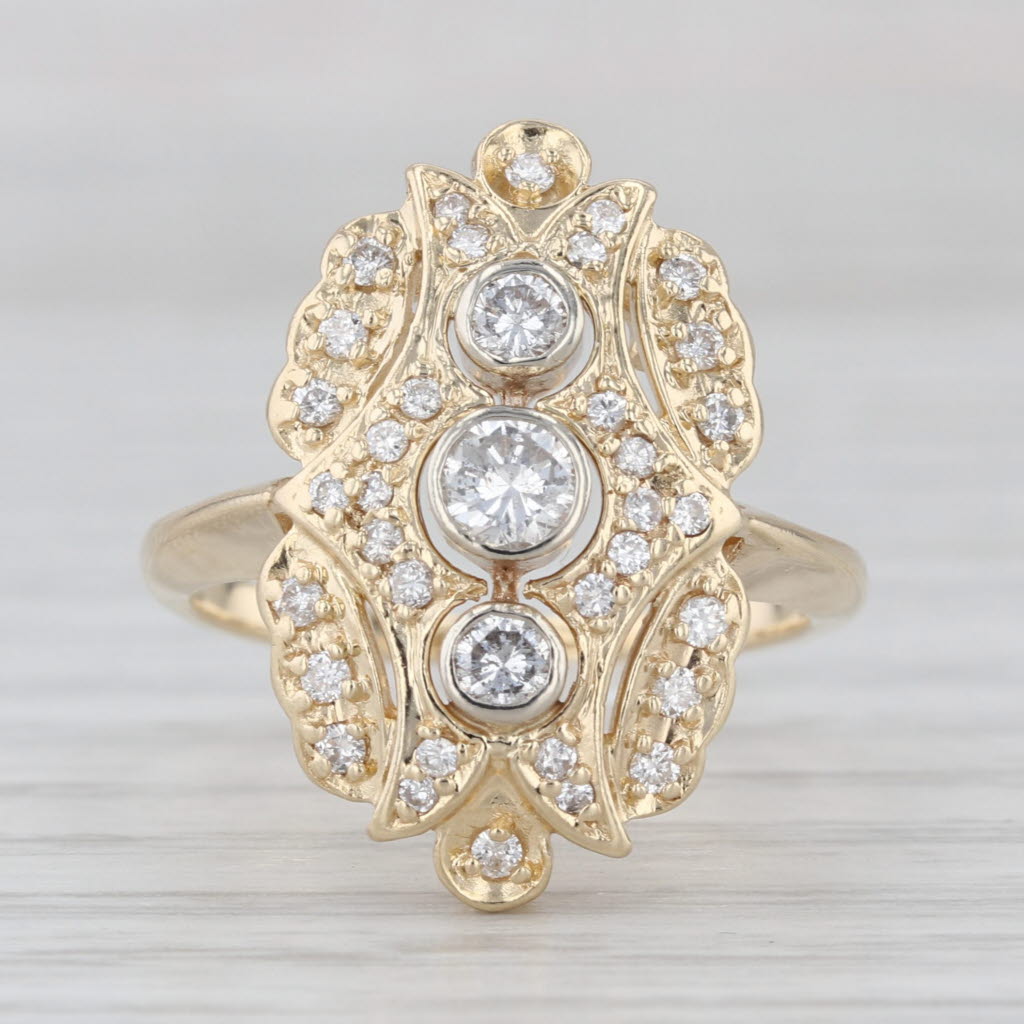 Vintage 0.56ctw Diamond Princess Ring 14k Yellow Gold Size 6