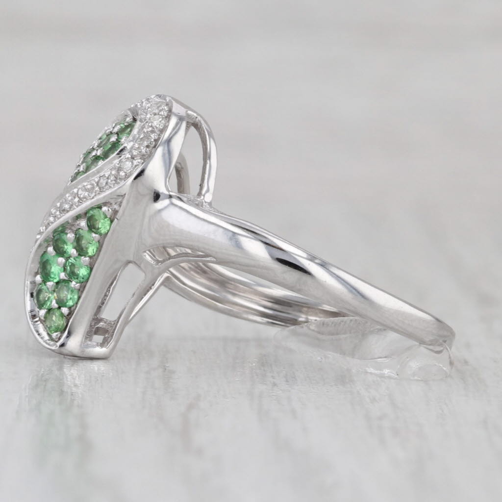 Gray 0.90ctw Green Garnet Diamond Cluster Heart Ring 10k White Gold Size 8.75