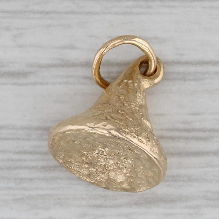 Gray Small Hershey Kiss Charm 14k Yellow Gold Pendant