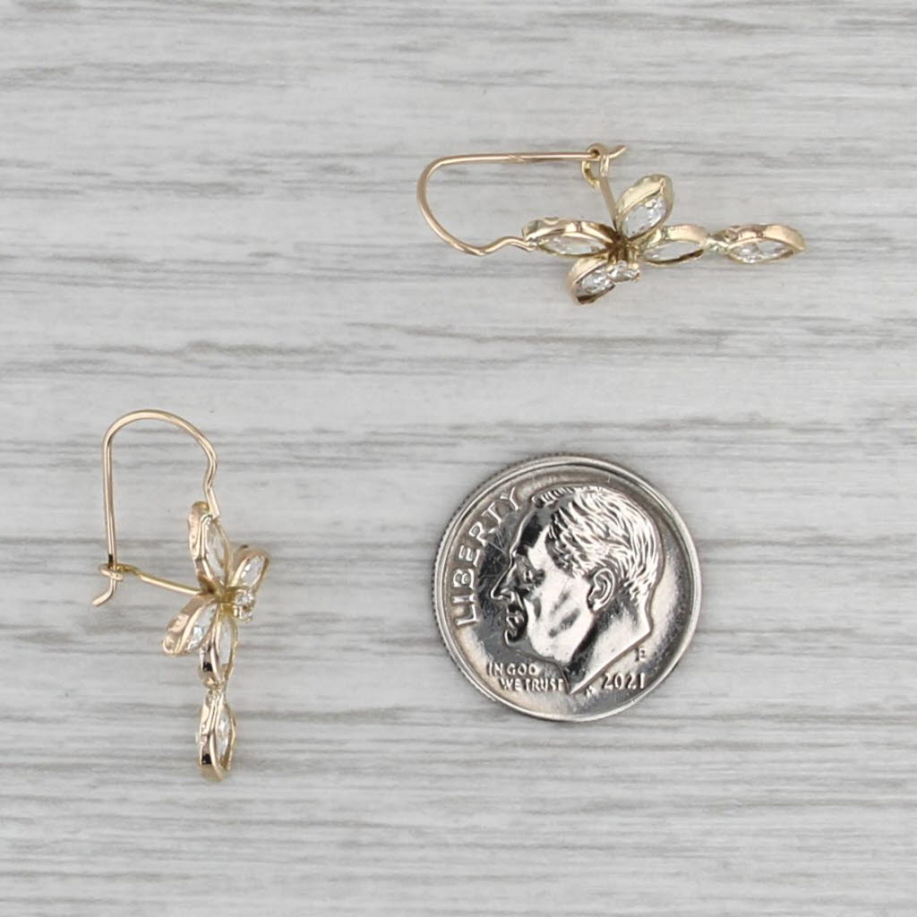 2.06ctw Cubic Zirconia Cross Earrings 10k Yellow Gold Hook Post Drops