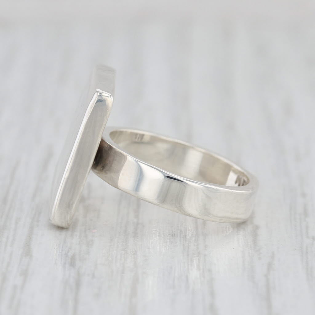 Engravable Square Signet Ring Sterling Silver Size 5.5 Statement