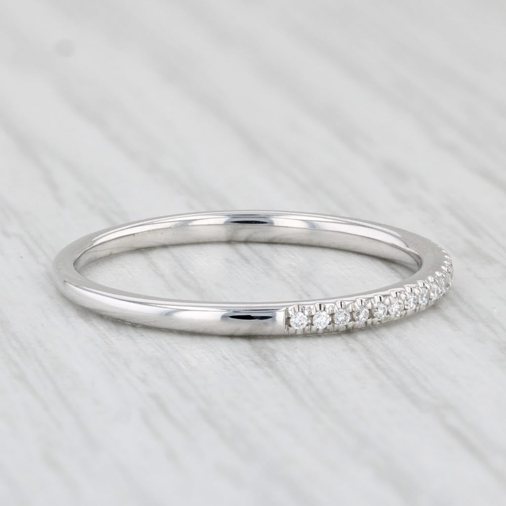 Light Gray 0.12ctw Diamond Wedding Band 14k White Gold Stackable Ring Size 8.25