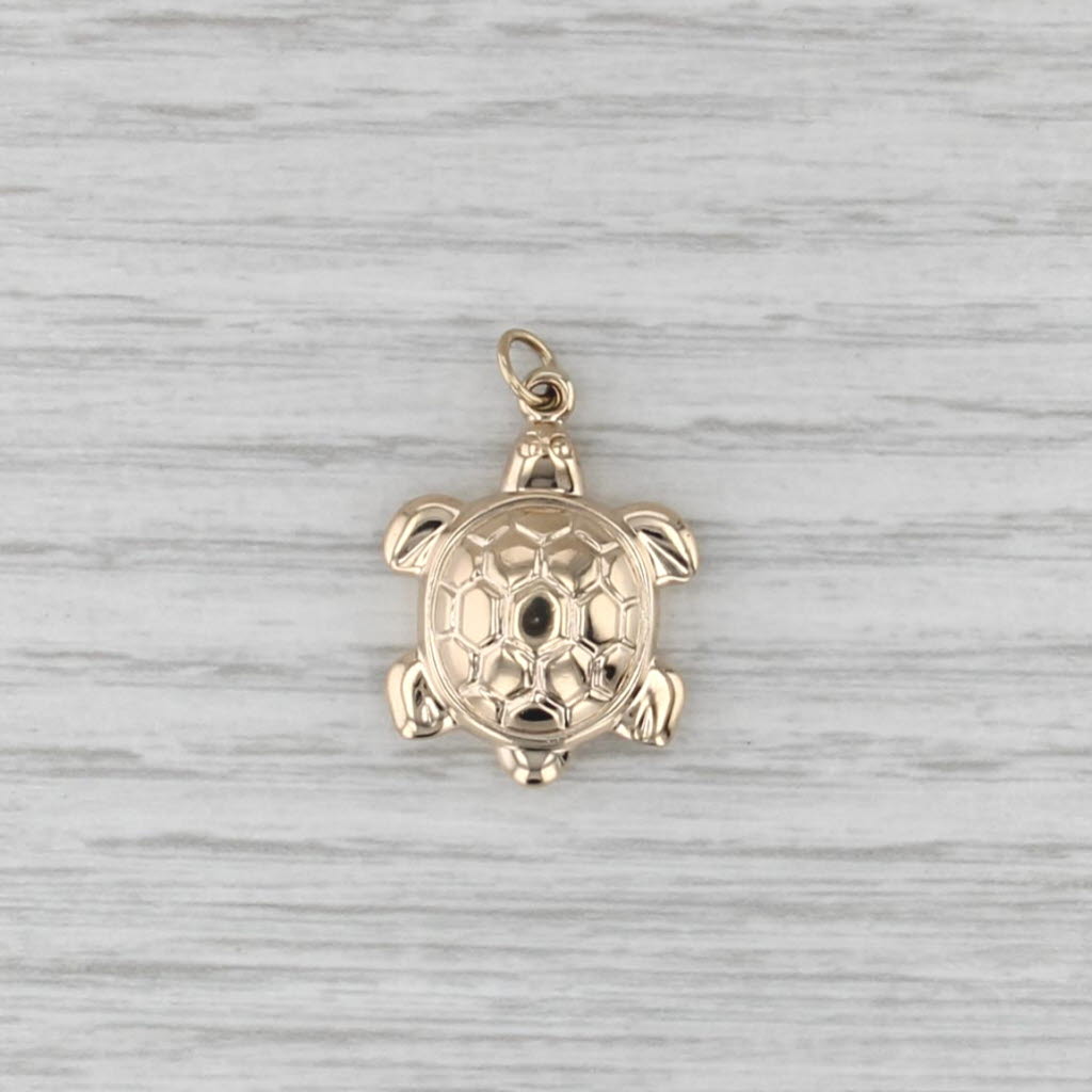 Sea Turtle Charm 14k Yellow Gold Nautical Pendant