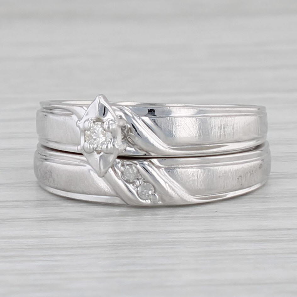 Gray Diamond Engagement Ring Wedding Band Bridal Set 10k White Gold Size 7