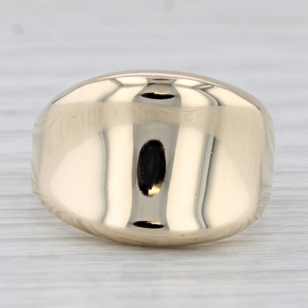 Light Gray Concave Gold Ring 14k Yellow Gold Size 8 Band