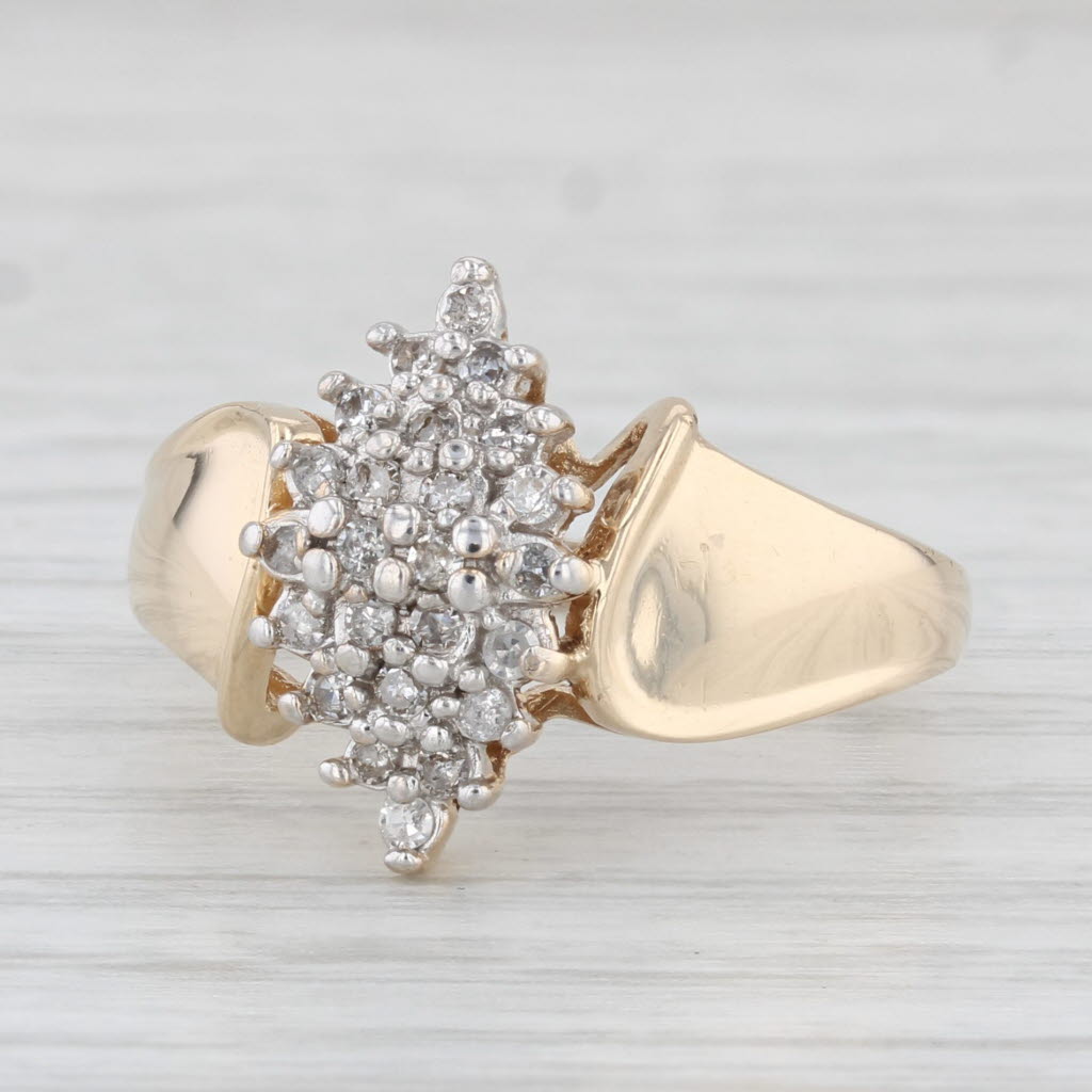 Light Gray 0.16ctw Diamond Cluster Ring 10k Yellow Gold Size 7.25