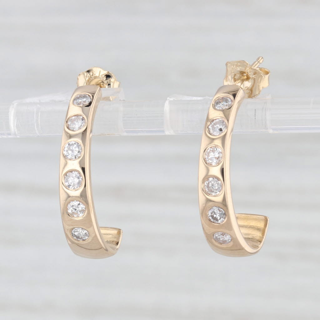 Light Gray 0.50ctw Diamond J-Hook Drop Earrings 14k Yellow Gold