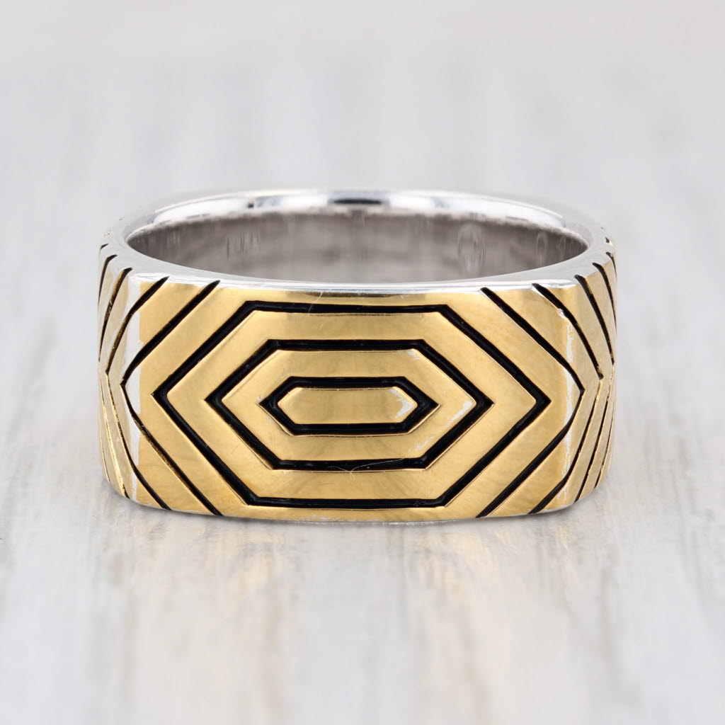 Effy Men's Ring Sterling Silver Gold Plated Size 10.25 Ring X Pattern