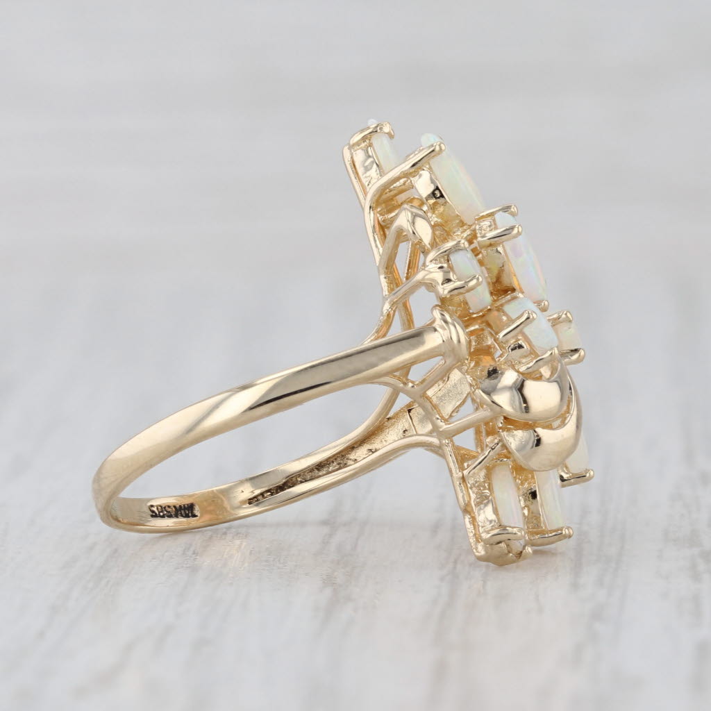 Opal Cabochons Cluster Cocktail Ring 14k Yellow Gold Size 6.25 As Is