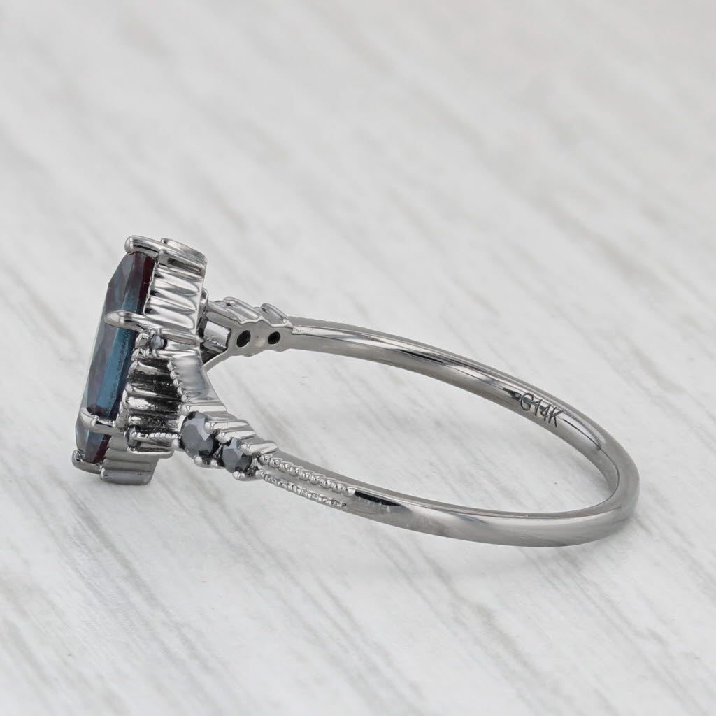 Light Gray Lab Created Alexandrite Simulated Black Diamond Gothic Ring 14k Gold Size 9-9.25