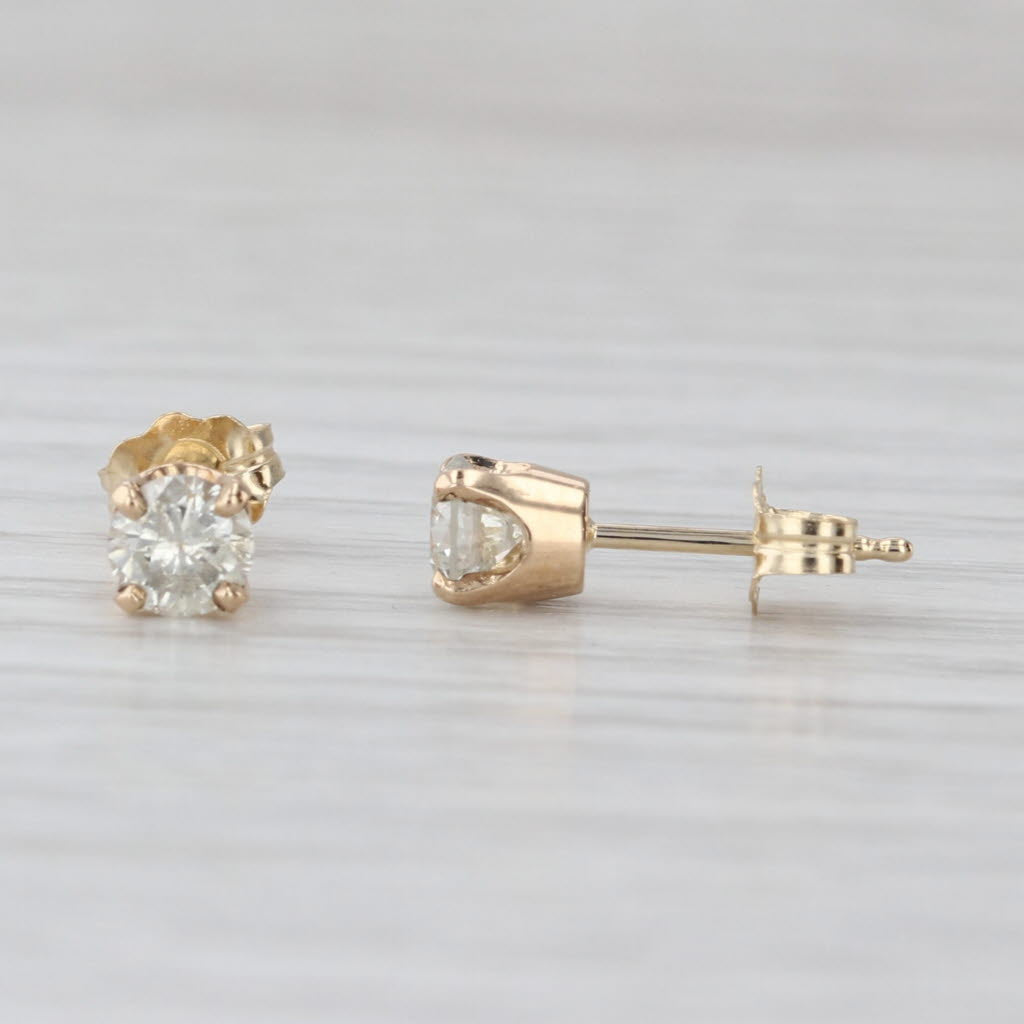 0.56ctw Diamond Stud Earrings 14k Yellow Gold Small Round Solitaire Studs