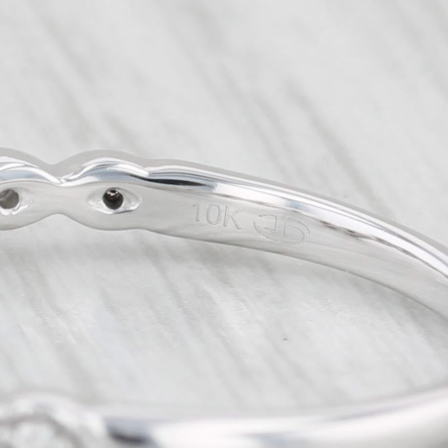 Light Gray Diamond Contoured V Stackable Ring 10k White Gold Wedding Band Size 8