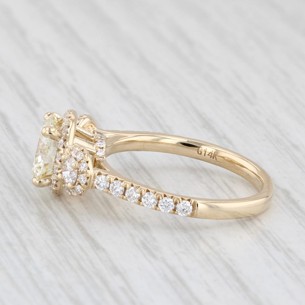 Light Gray New 2.19ctw VVS2 Round Diamond Halo Engagement Ring 14k Gold Size 6.75 GIA