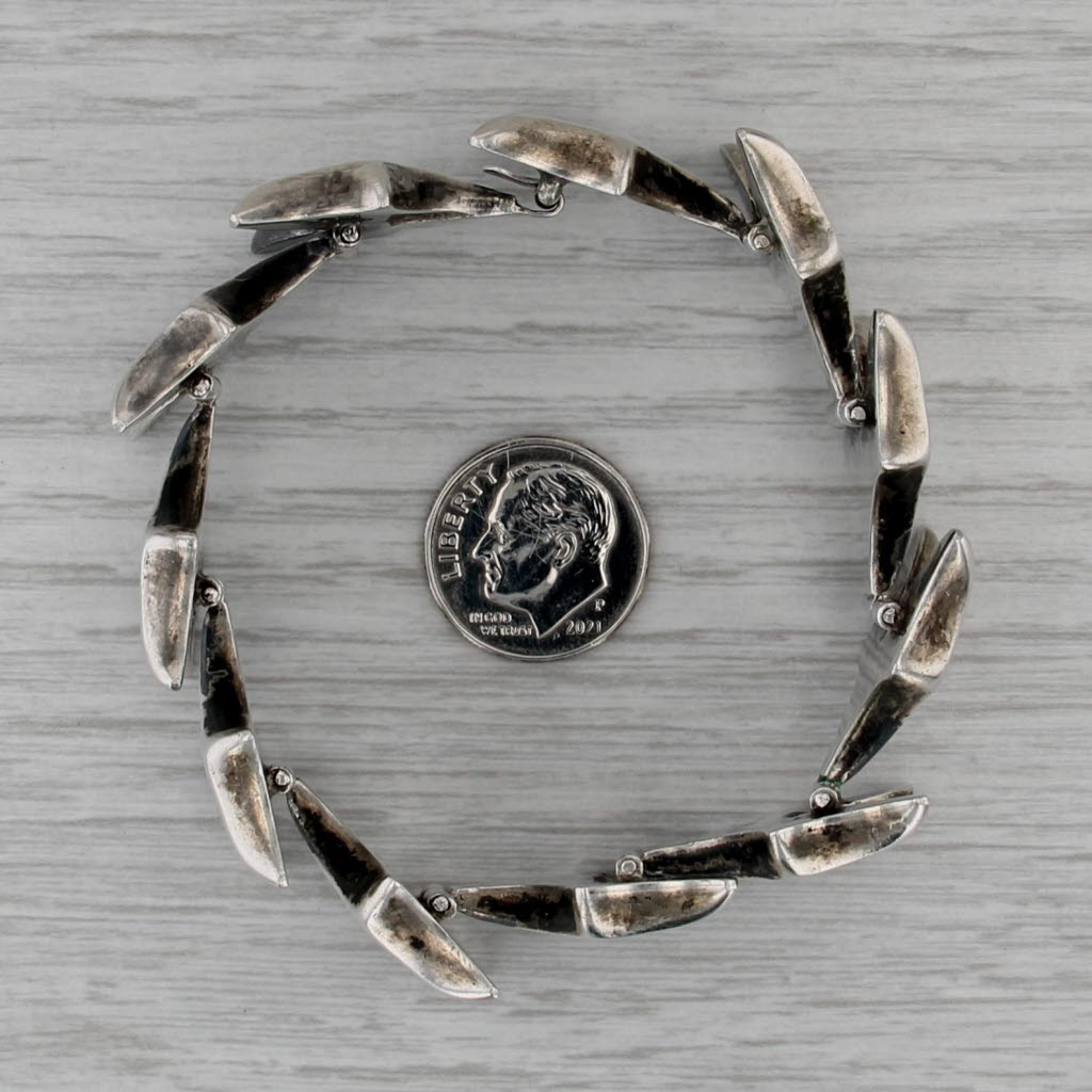 Vintage Lopaz Taxco Chevron V Link Bracelet Sterling Silver 6.5" 22.2mm