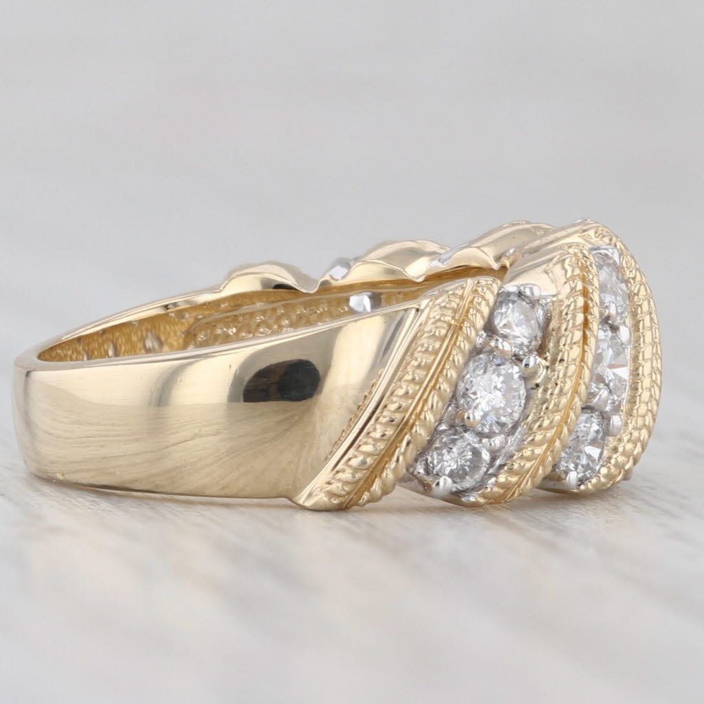 Light Gray 0.77ctw Diamond Rows Ring 14k Yellow Gold Size 5